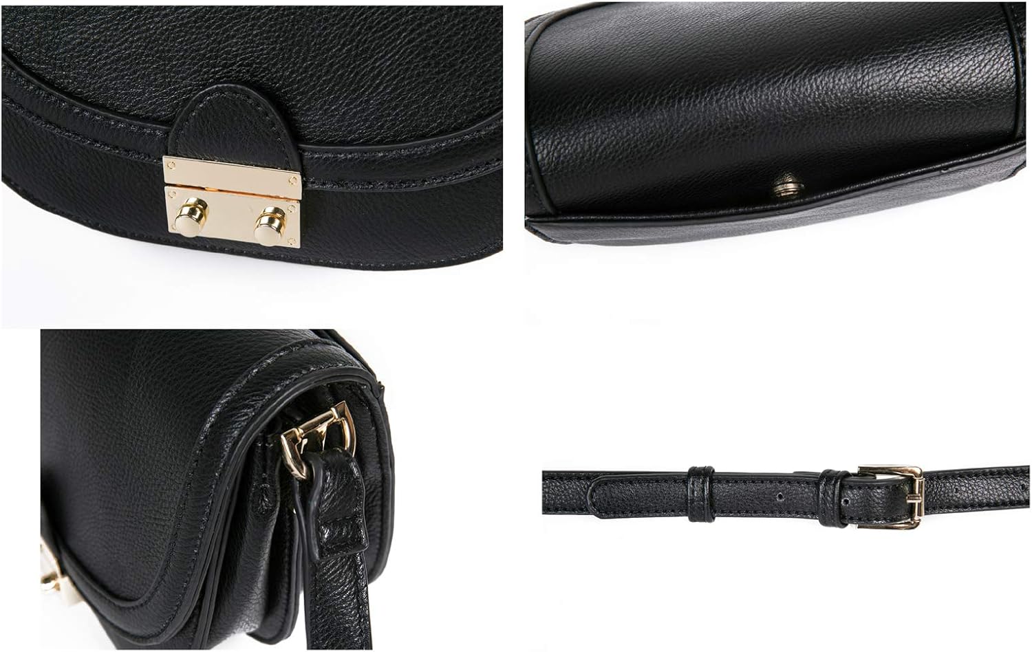 FEVERSOLE Crossbody Bag Vegan Leather Women Retro Small Saddle Satchel Shoulder Bag Tote With Long Adjustable Strap - Image 4