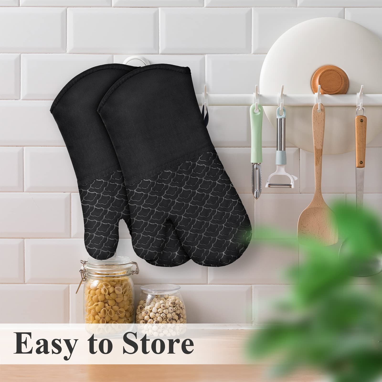 Lot De 4 Gants Et Maniques De Cuisine Motif Chat Japonais - Résistants à La Chaleur - Pour Four, Grill, Barbecue