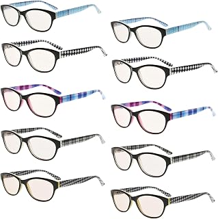 Eyekepper 10 Pack Blue Light Blocking Reading Glasses Cat Eye Patterned Computer Readers Women +2.75