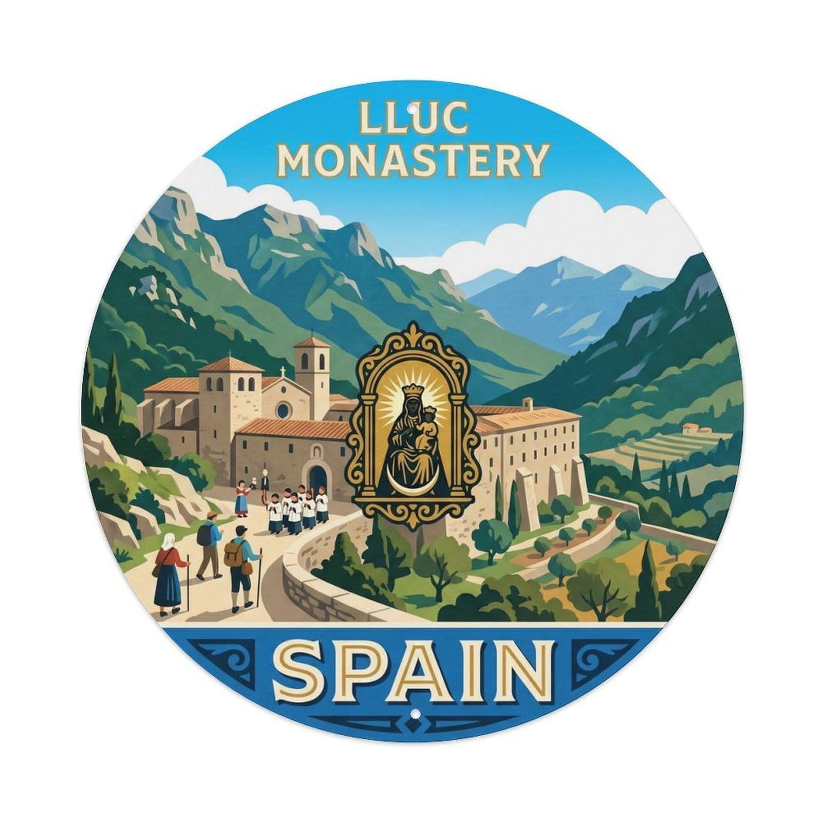 Mallorca Lluc Monastery Spain Landmark Travel Metal Tin Sign