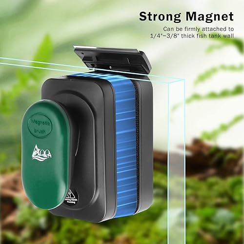 Miniatura 3 de AQQA Cepillo limpiador magnético fuerte para acuario, herramienta de limpieza de imán de algas de vidrio para pecera, cepillo limpiador flotante con