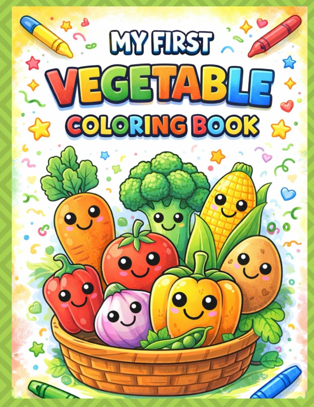 Happy Vegetables Coloring Book: Big, Simple & Fun Coloring Pages for Little Kids