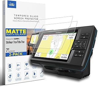 [2-PACK] Designed for Garmin Striker 7cv, Striker 7dv, Striker sv 7 Inch Real Tempered Glass AG Screen Protector Fishfinder GPS Screen Protecting Accessories Anti Glare (Matte)