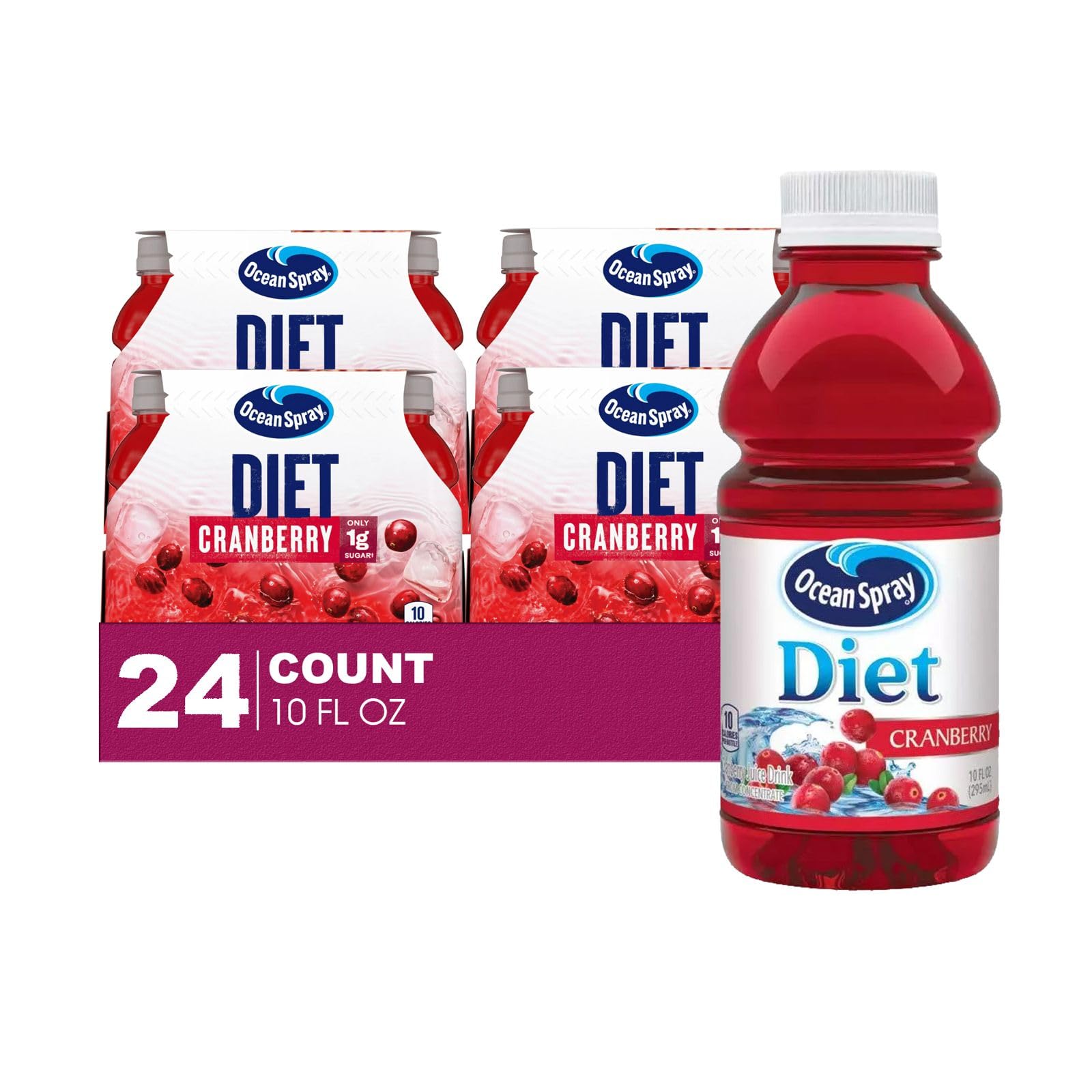 Ocean Spray24-Pack of Juice Drink 10 fl oz On-the-Go Plastic Bottle (10 fl oz, Diet Cranberry)