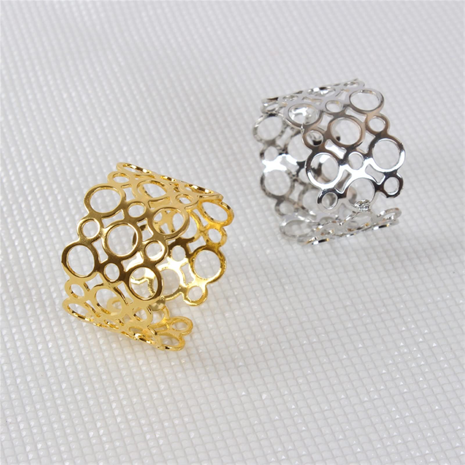 servilletero Anillo de servilleta Restaurante de boda Hebilla de servilleta hueca Apto para decoración de la fiesta de bodas 10pcs / lot (Color : A-Gold)