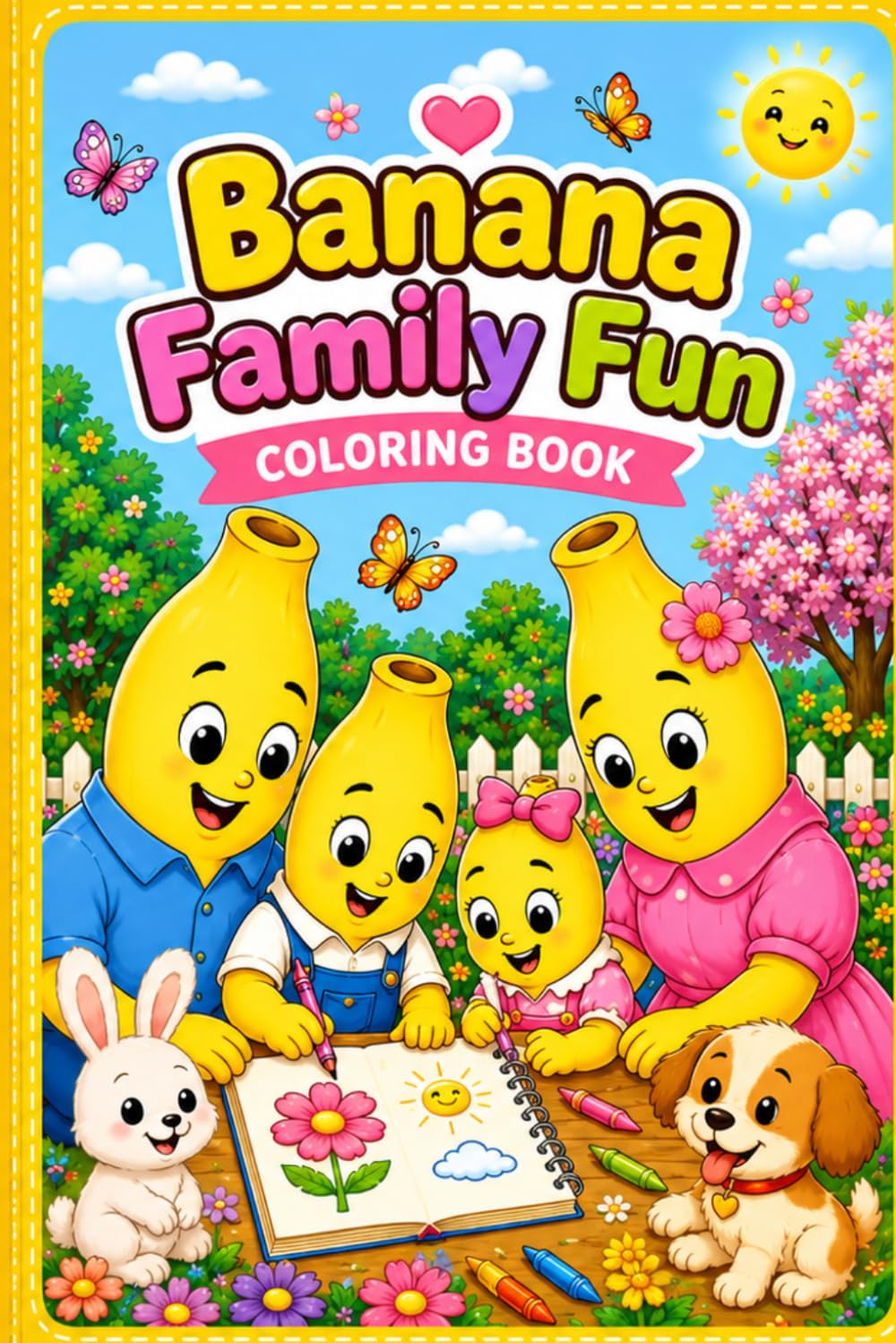 Banana family fun coloring book