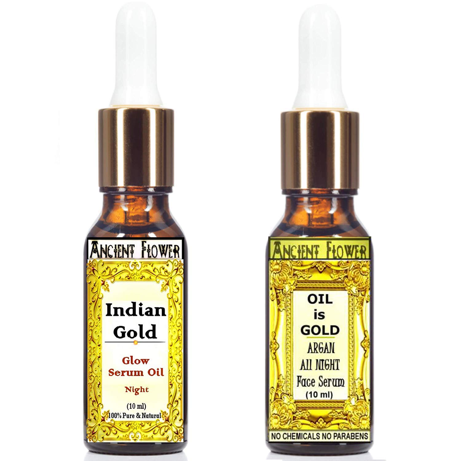 Ancient Flower Indian Gold Face Glow Night Serum Oil & Oil is Gold