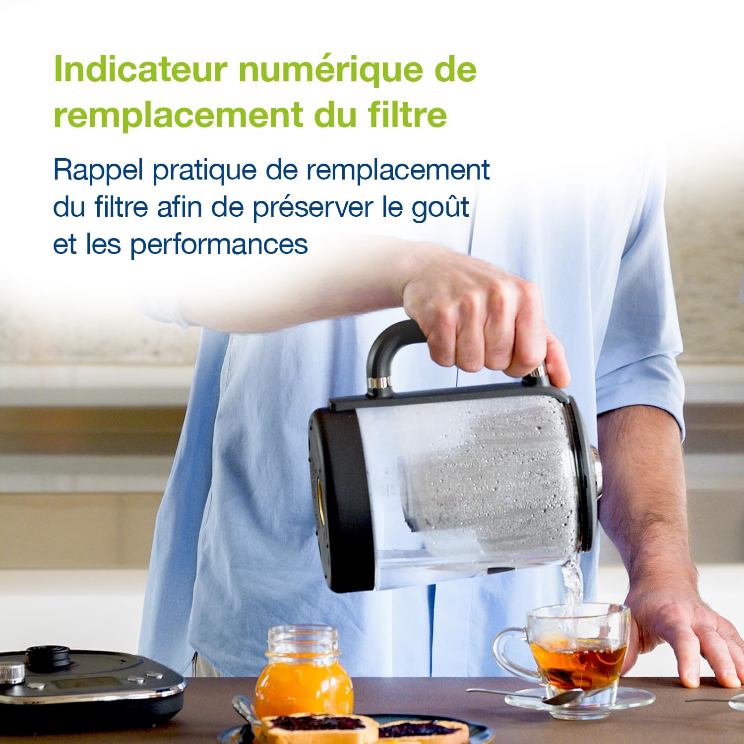 Bouilloire électrique filtrante ISEO de LAICA, capacité de 1 litre avec 7 réglages de température, fonction de maintien au chaud et minuterie + 1 cartouche filtrante pour thé et café Bi-flux, 2.5 kW