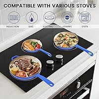 Vista 5 de Hisencn Sartén de Hierro Fundido Esmaltado - Juego de Sartenes con Recubrimiento Cerámico de 8''/9.5''/11'', Compatible