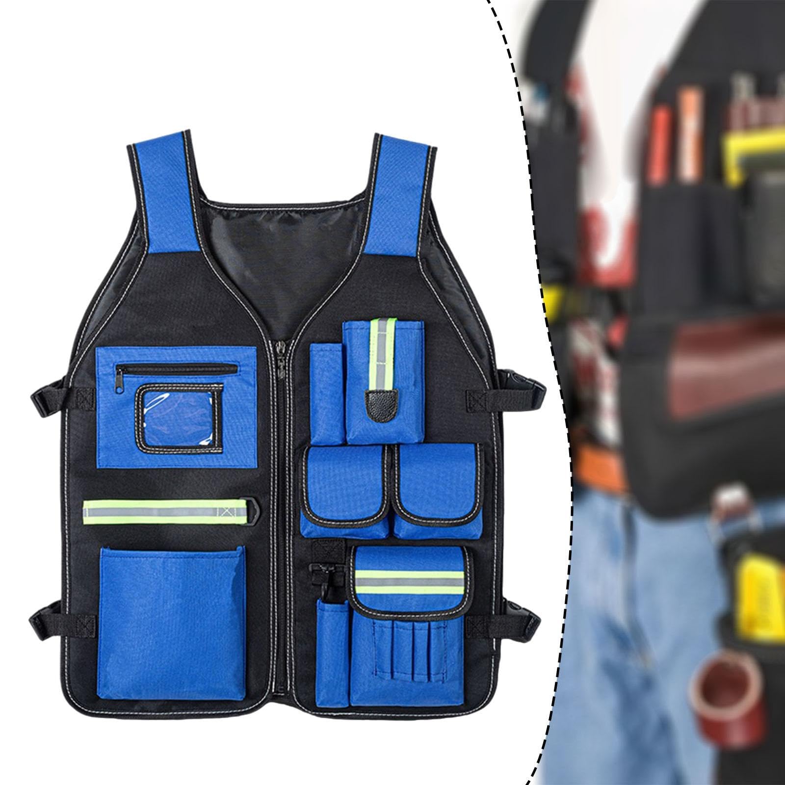 LOVIVER Chaleco de herramientas multifuncional, bolsa de herramientas para electricistas, trabajadores al libre y personal de mantenimiento.