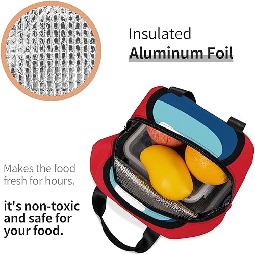 Miniatura 3 de Qxuzizh Lonchera roja portátil con aislamiento para el almuerzo, hielera para el juego, bolso ligero para niños, niñas, mujeres y hombres