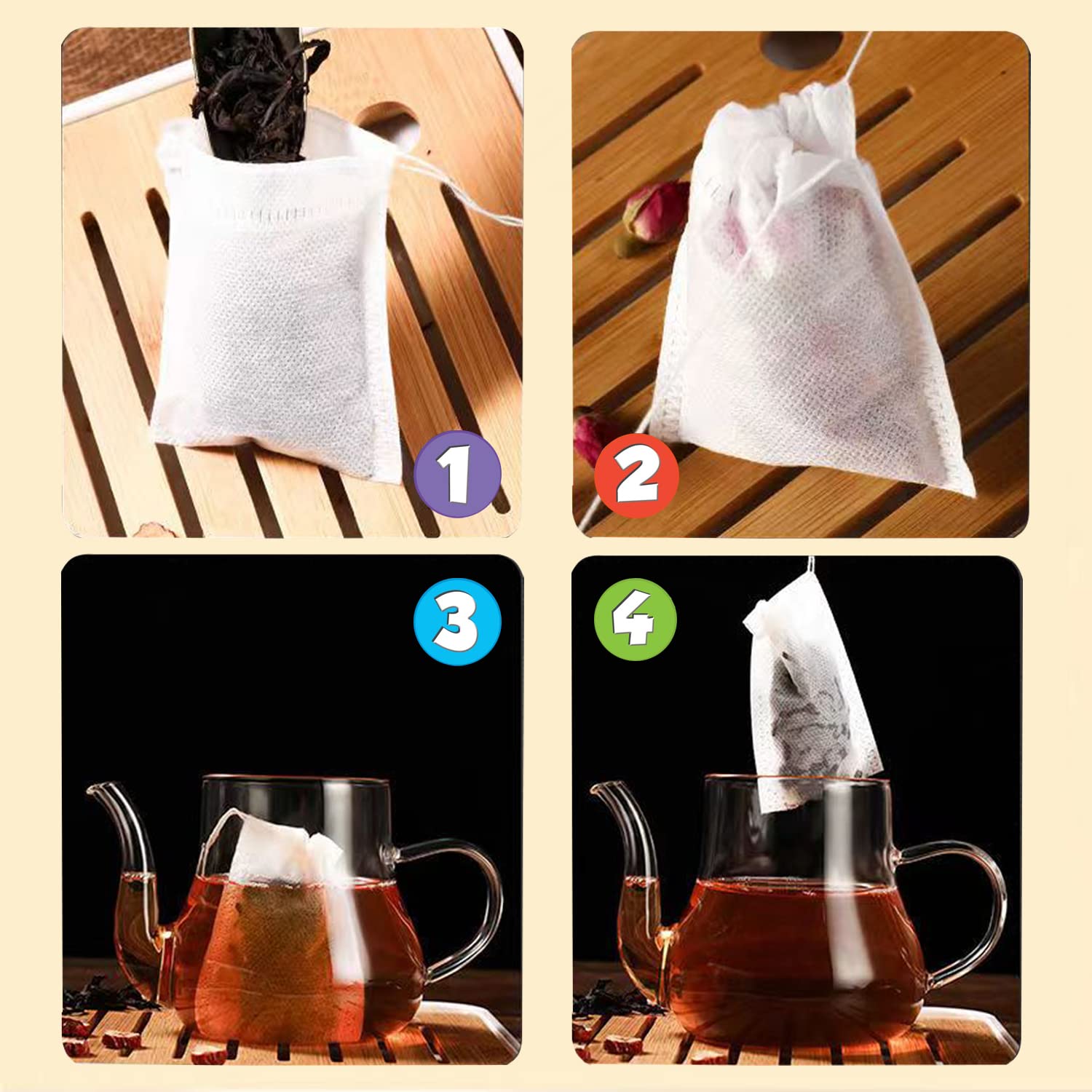 400 Bustine Di Tè Usa E Getta Con Coulisse, Filtri Per Tè, Tè Sfuso, Bustine Di Tè Vuote (6 X 8 Cm) | Leroy Merlin