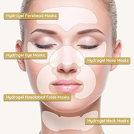 Enaskin Naturals Under Eye Patches for Dark Circles: Anti Wrinkle Firming Gel Mask Kit for Forehead, Eye, Face and Neck, 1 Kit (Ivory)