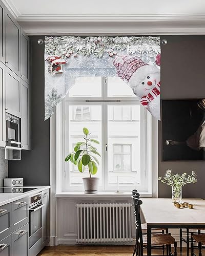 Miniatura 4 de Bonito muñeco de nieve, cenefa de cocina, cenefa con bolsillo para barra, paneles de cortina para dormitorio, sala de estar, baño, cafetería,