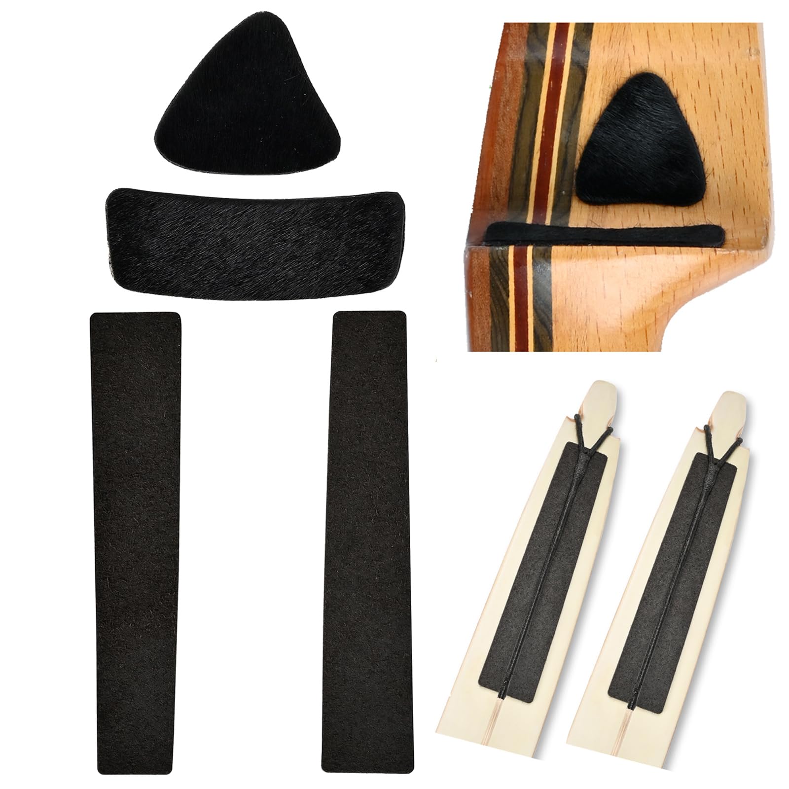 FENJANER Archery Hair Arrow Rest & Limb Silencers - 2 Packs Leather Adhesive Backed Sticker Traditional Bow Limb Protection Strip & Arrow Rest, Recurve Long Bow Hunting Shooting Accessories