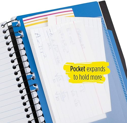 Miniatura 3 de Five Star Advance (45176) cuaderno espiral de 7" x 5" con 1 divisorio, 100 hojas rayadas de espaciado angosto, colores varios, Rojo