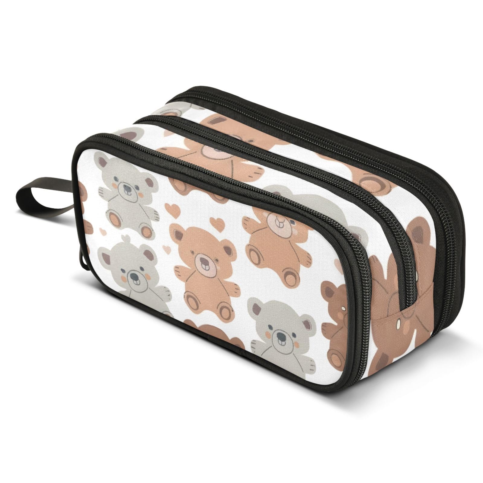 ALAZA Cute Teddy Bears Pencil Case for Boys Girls Kids Pencil Pouch 3 Compartment Pen Bag Large Capacity Storage Pencil Holder School Students with