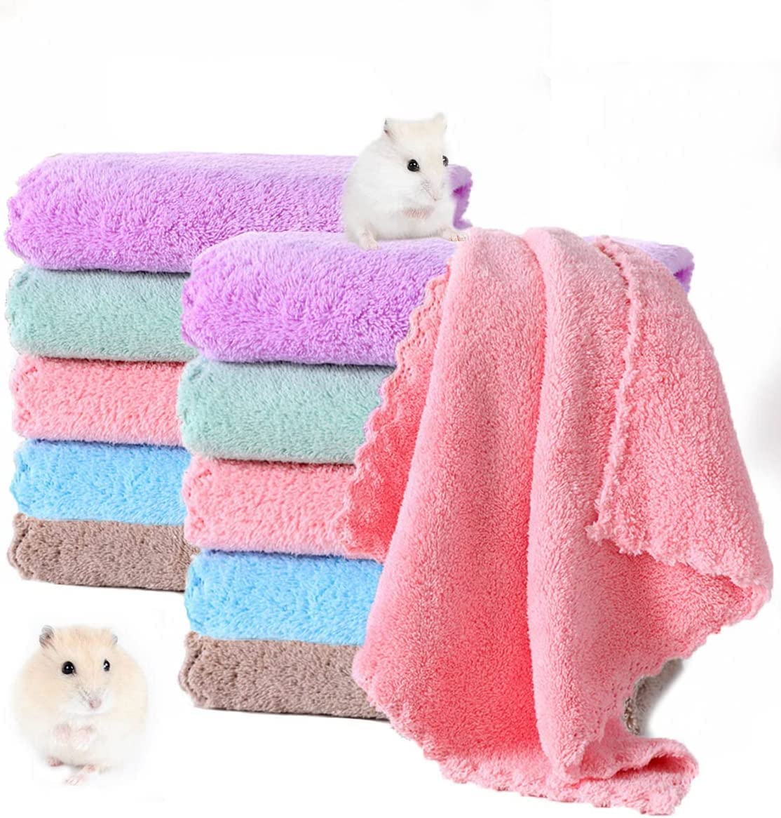 10 Pieces Guinea Pigs Blankets Hamster Fleece Cage Liners Soft
