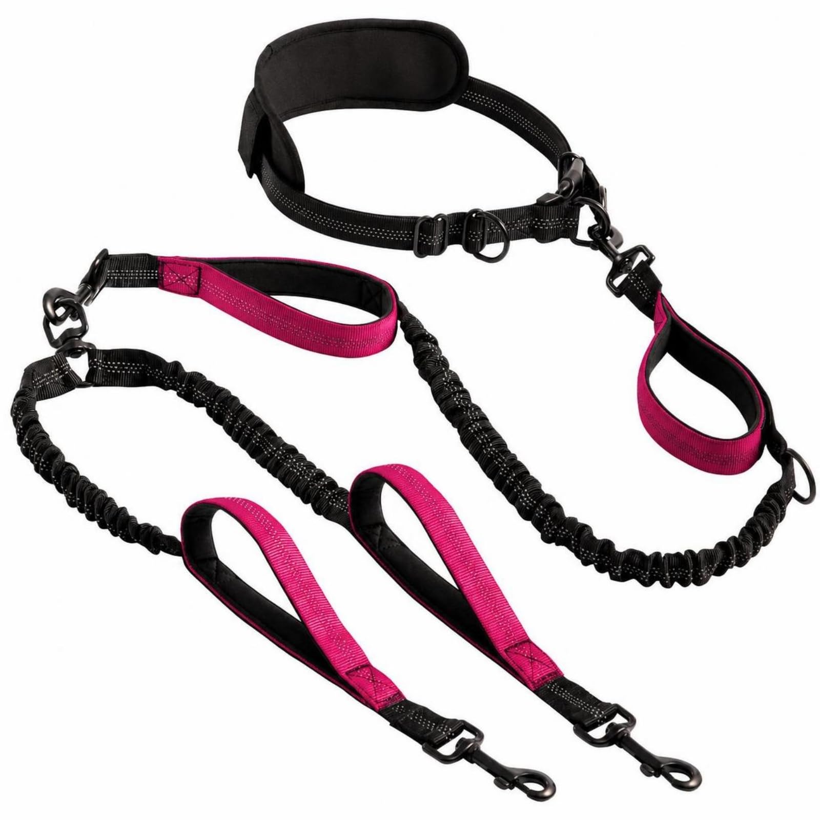 Guinzaglio a Doppia Testa per Cani Guinzaglio da Corsa a Vita Guinzaglio con Bande Elastiche Antishock Guinzaglio con Maniglia Convertibile in Nylon, color to 11