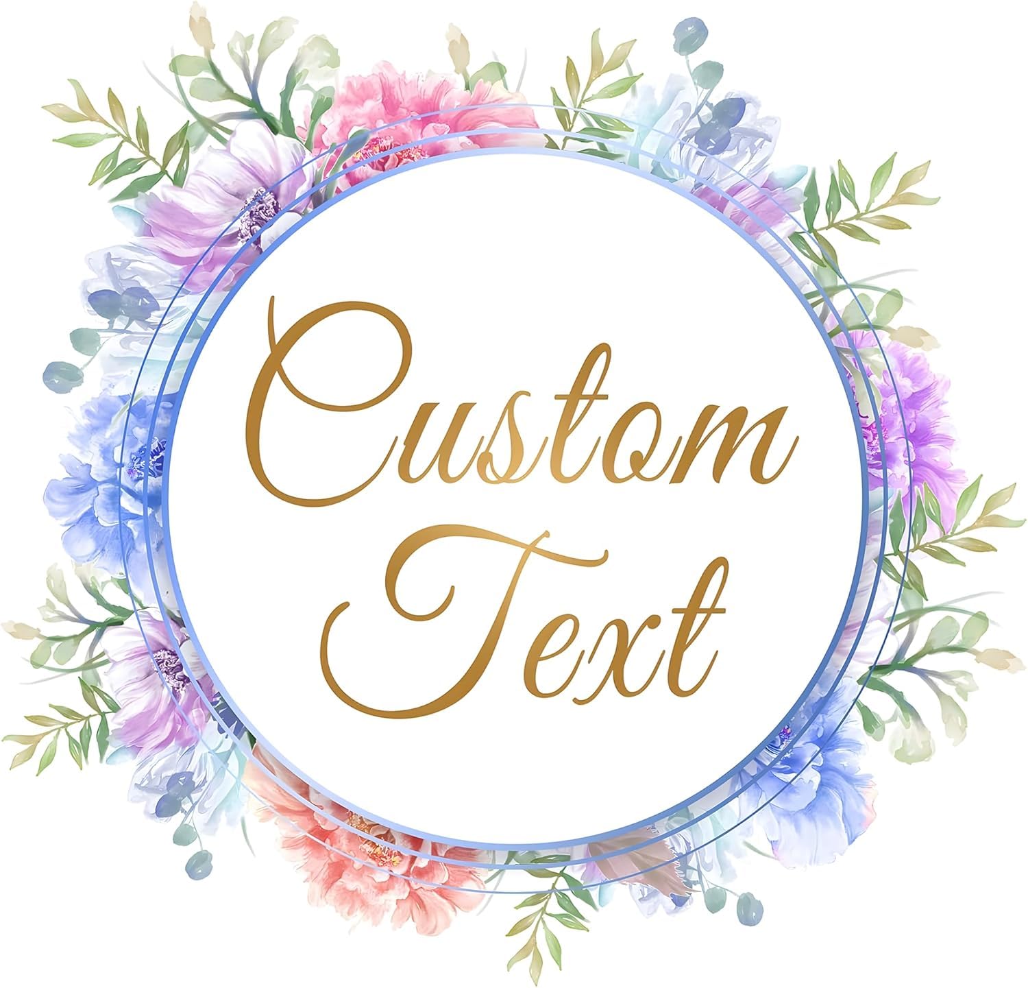 Custom Logo Stickers - Design Your Own Personalized Labels with Text, Image, & Photo - Waterproof, UV Protected, Fade & Heat Cold Resistant - Pack of 100 (Wreath 26, 63mm)