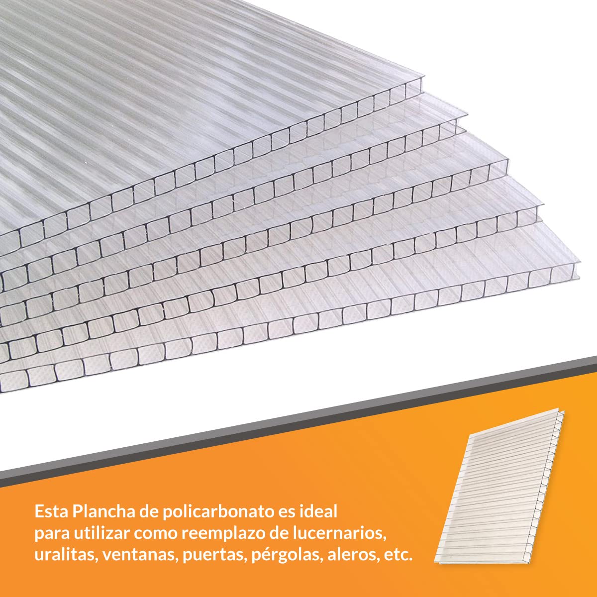 Kit 10 Planchas policarbonato transparente para falso techo 6mm - Medida exacta: 595x595 para encajar en las guías - Protección UV