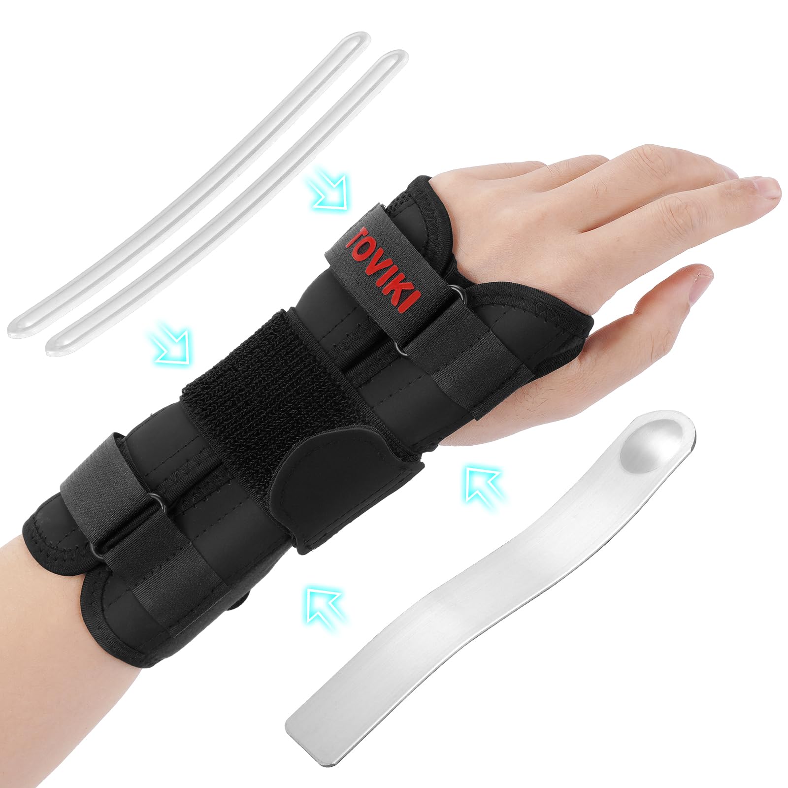 TOVIKI Handgelenk Bandage - Handgelenkstütze mit Metall & ABS-Stützstreifen Linke Hand,Verstellbare Tag-Nacht Handgelenkbandage für Männer Frauen,Arthritis,Sehnenentzündung,Verstauchung(Linke Hand)