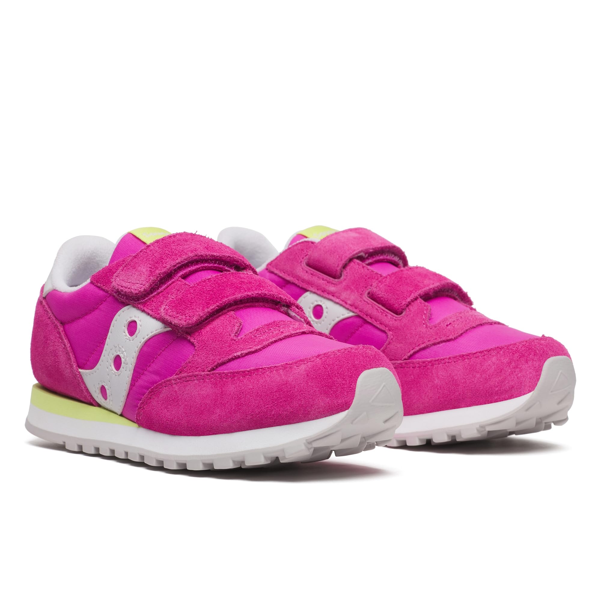 Saucony Kids Originals Jazz Double Hook & Loop (Toddler/Little Big Kid) Sneaker, Pink/Lime, 2.5 US Unisex