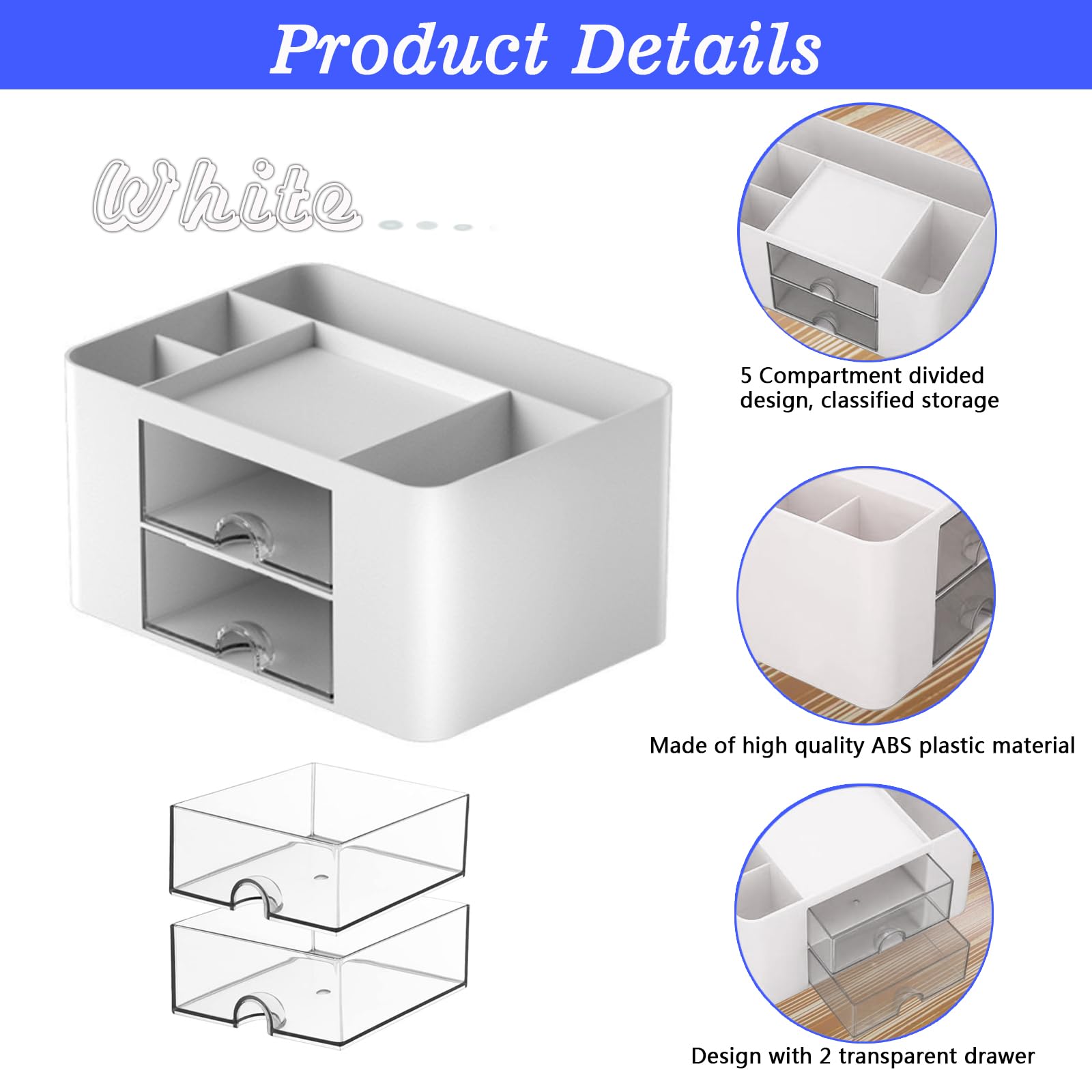 UdoYAL Organizer Da Scrivania Con 6 Scoparti E 3 Cassetti – Design - 9