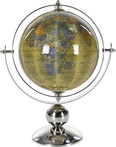 Deco 79 Tradicional Globo de Acero Inoxidable, 6"L x 9"W x 11"H, Amarillo