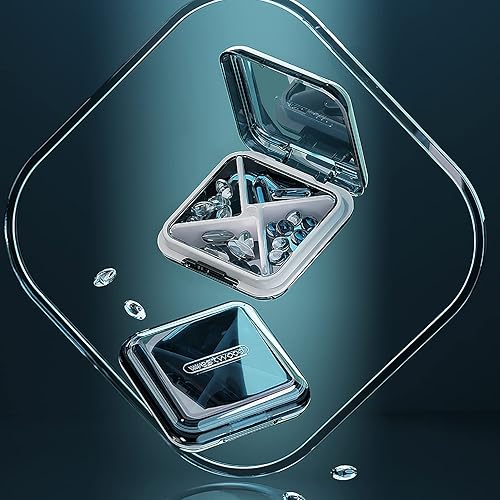 Miniatura 2 de DUBSTAR Organizador diario de píldoras, 4 compartimentos portátil de viaje, pequeño pastillero para bolsa para guardar vitaminas, aceite de hígado