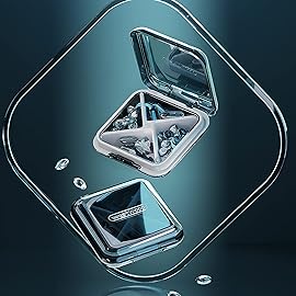 DUBSTAR Daily Pill Organizer,4 Compartments Portable Travel Small Pill Case, Pill Box for Purse Pocket to Hold Vitamins,Cod Liver Oil,Supplements and Medication (Blue)