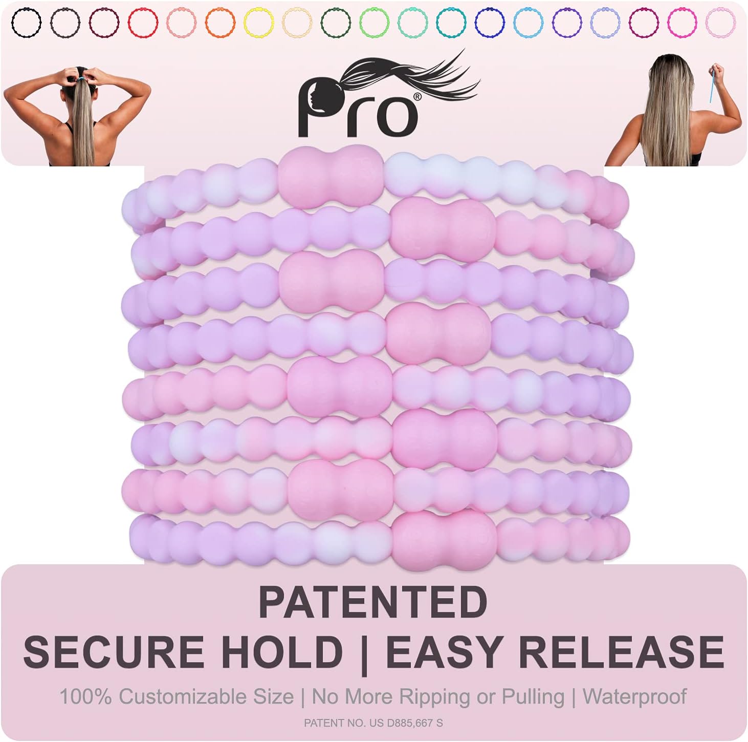 Hair Tie - Easy-Release Clasp - Secure Hold - No Damage - Great for ANY Active Lifestyle (Unicorn Pack of 8)