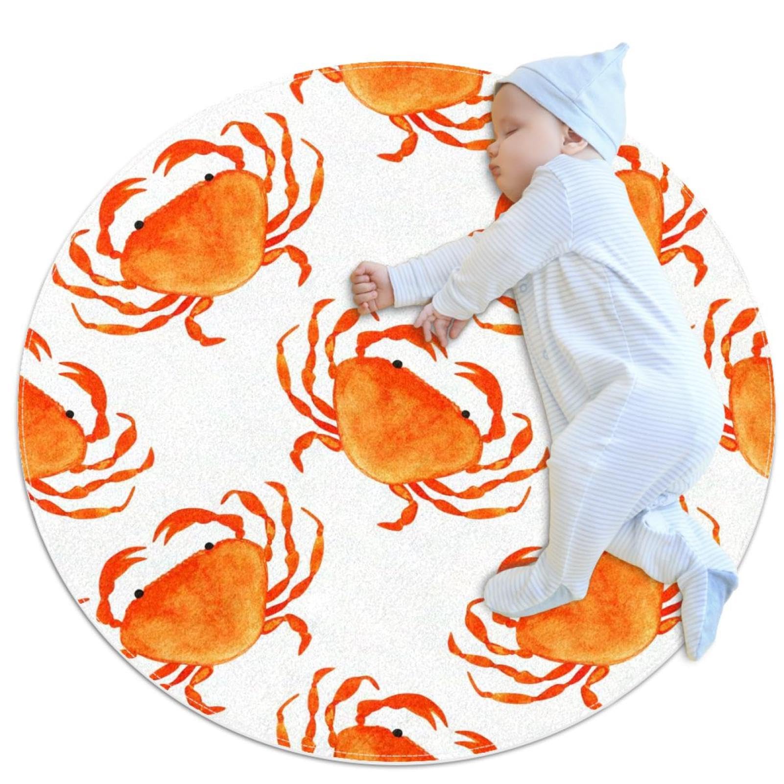 Tapis de salle de bain rond de 1m au motif crabe de dessin animé