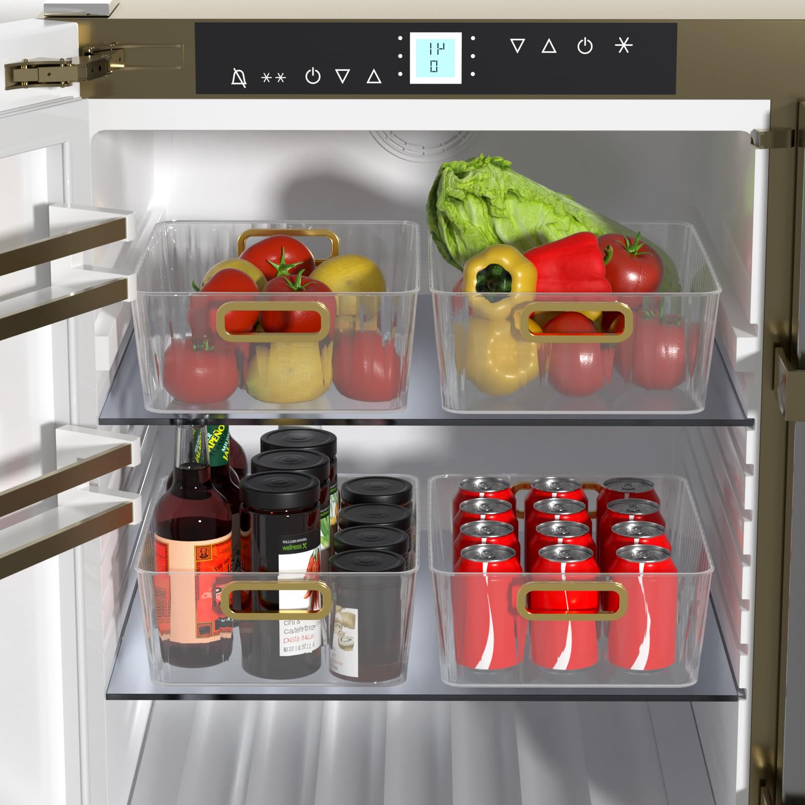Lot de 4 bacs de rangement en plastique transparent pour garde-manger de cuisine