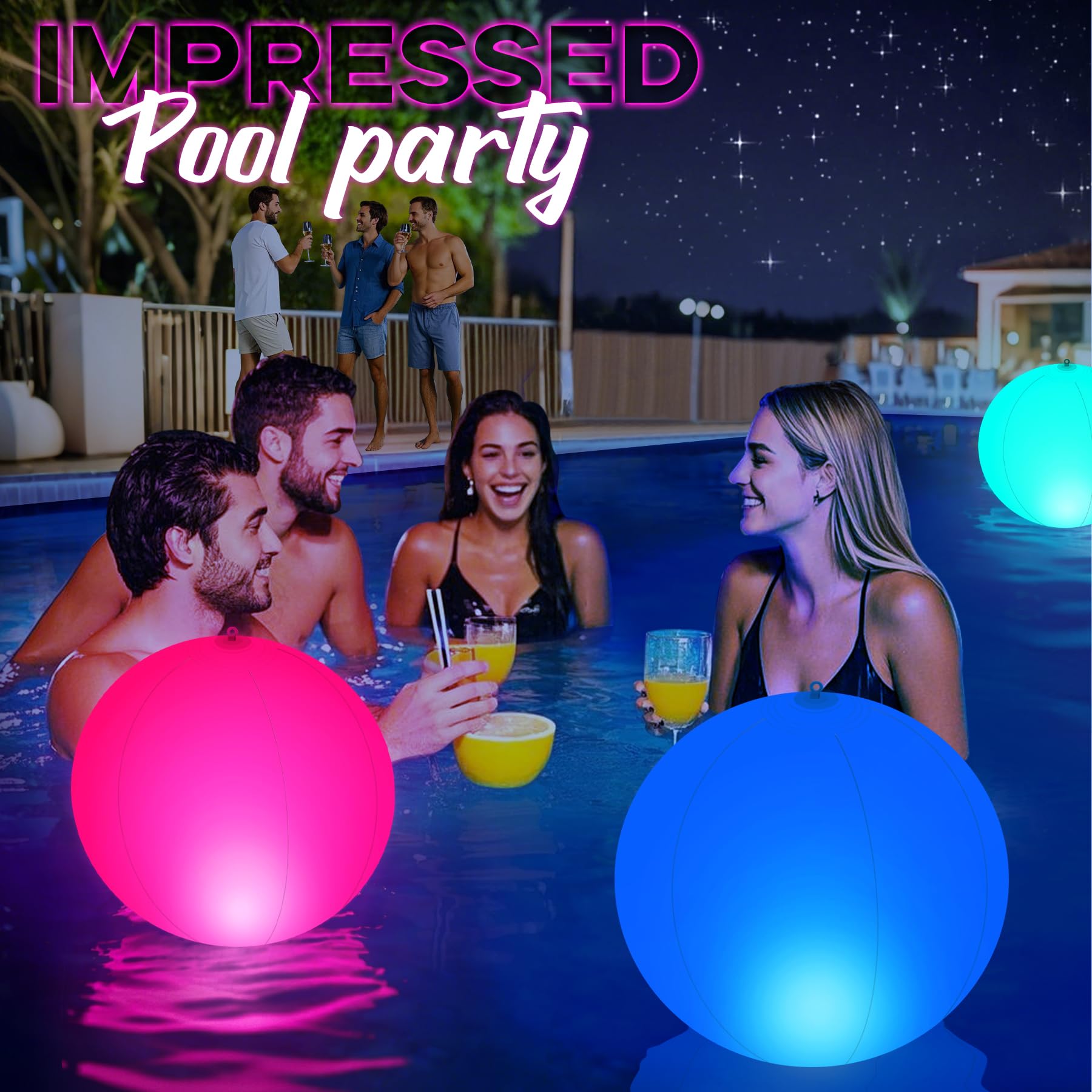 KingSom Luci Galleggianti per Piscina a Energia Solare, Palle Luminose per Piscina Gonfiabili Ø35cm,Luci Piscina Galleggianti Cambiamento a Colori, IP68 Impermeabili Sfere Luminose da Giardino-2 Pezzi