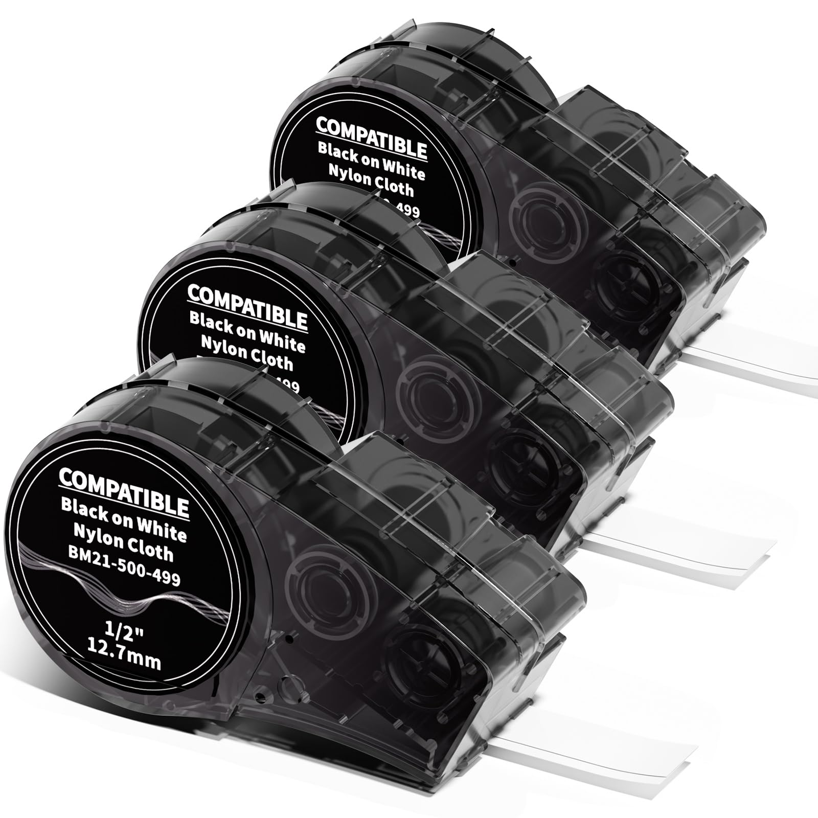 Aken Etichette Compatibile con M21-500-499, Compatibile con BMP21-PLUS | Etichette Adesive Permanenti in Tessuto di Nylon, 12,7 mm x 4,88 m, Confezione da 3