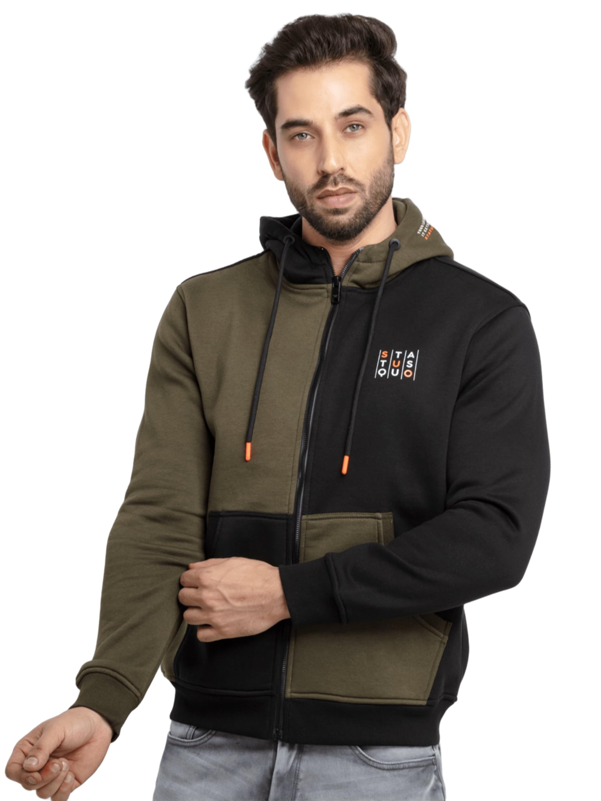 Status Quo Men Olive Green Printed Cotton Sweatshirt-image-24