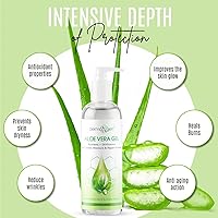 Vista 4 de Gel de aloe vera con hamamelis, vitamina C y vitamina E - Fórmula para calmar la piel, humedad y reparación para rostro y cuerpo, rico