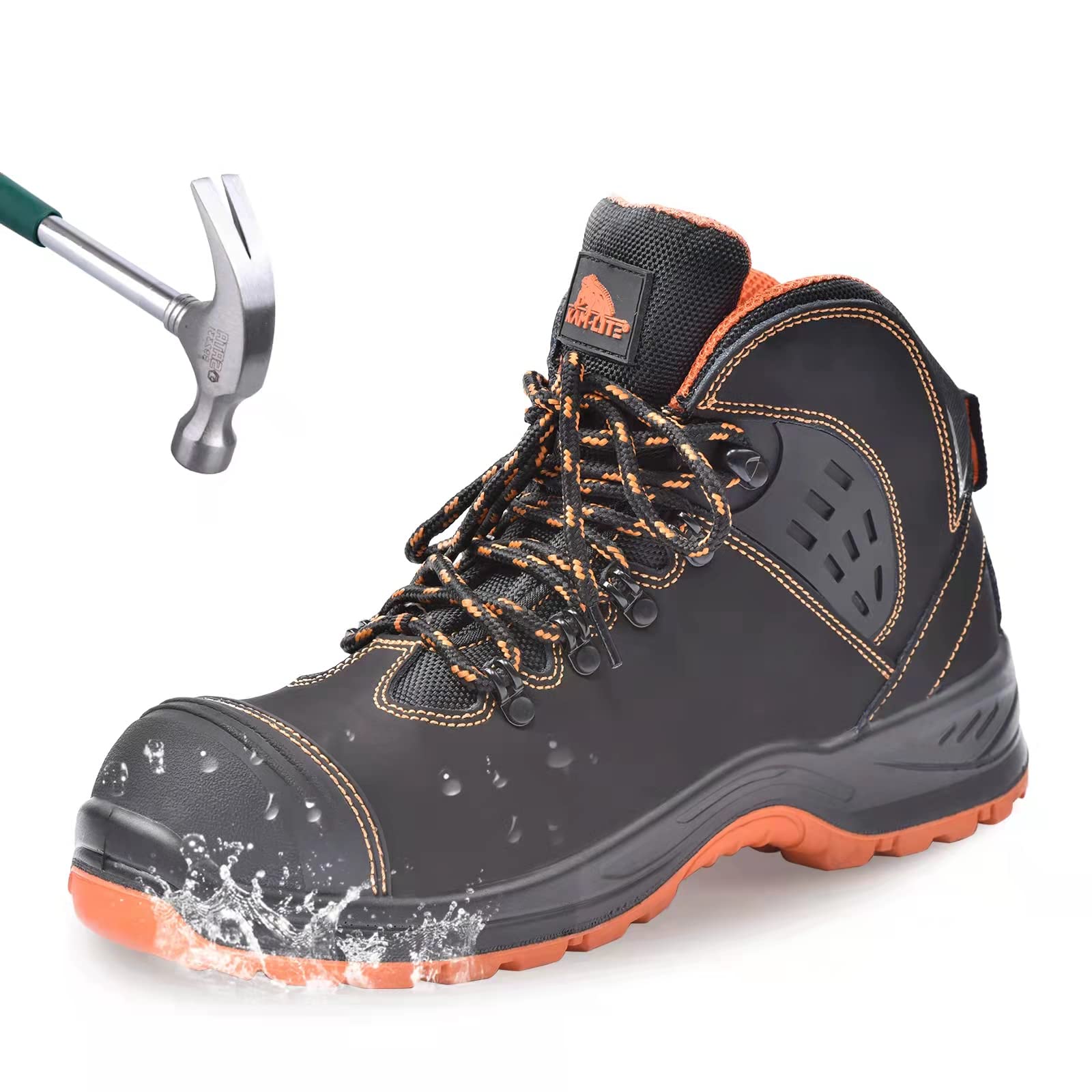KAM-LITEComposite Toe Boots for Men, Waterproof Slip Resistant Work Boots, Lightweight Safety Boots, Industrial & Construction Work Shoes