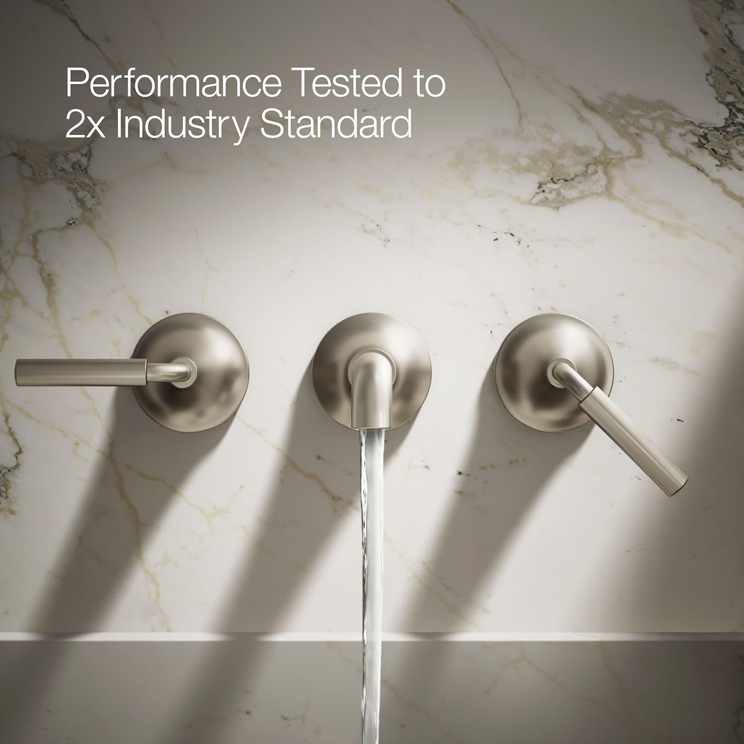 Kohler T26439-4-BN Tone Wall-Mount Bathroom Sink Faucet Set, Bathroom Faucet with Two Lever Handles, Vibrant Brushed Nickel