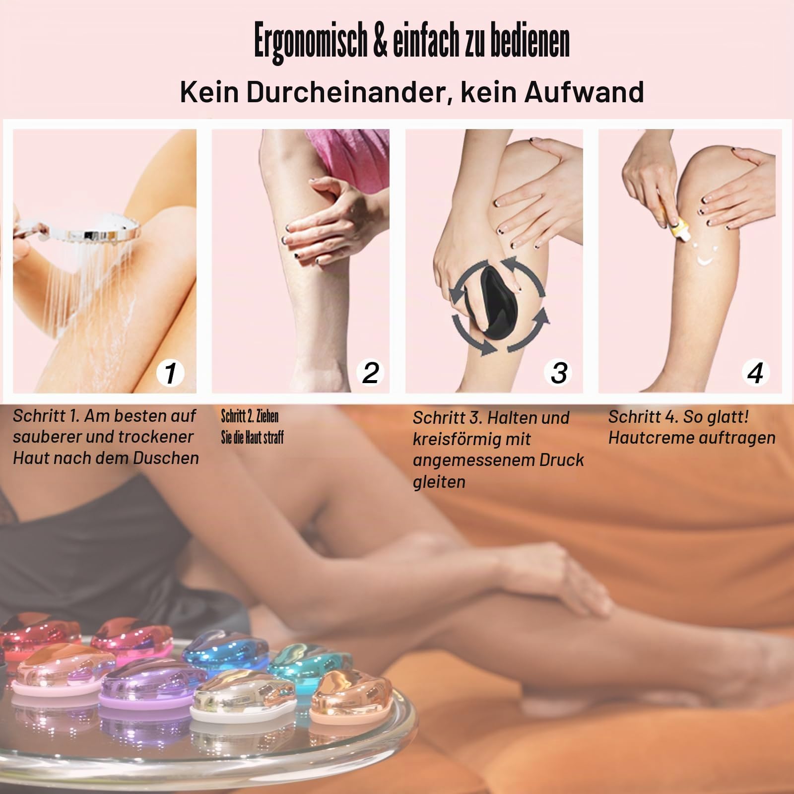Kristall-Haarradiergummi, Upgrade-Kristall-Haarentferner, physikalisches Nanoglas-Haarentfernungsgerät, schmerzfreier Epilierer und Peeling für schnelle, seidig glatte Haut(Schwarz)