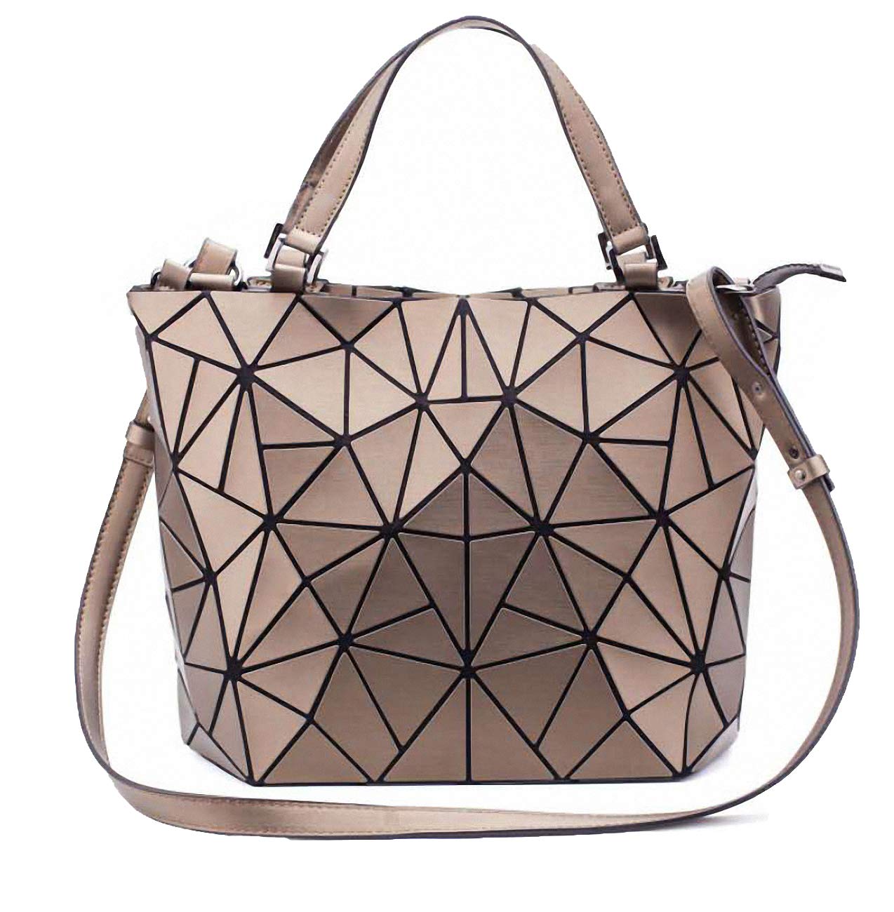 Ulalaza Geometric Lattice Top-handle Handbag for Women Matte Tote Purse Handbags Geometry Shoulder Bag