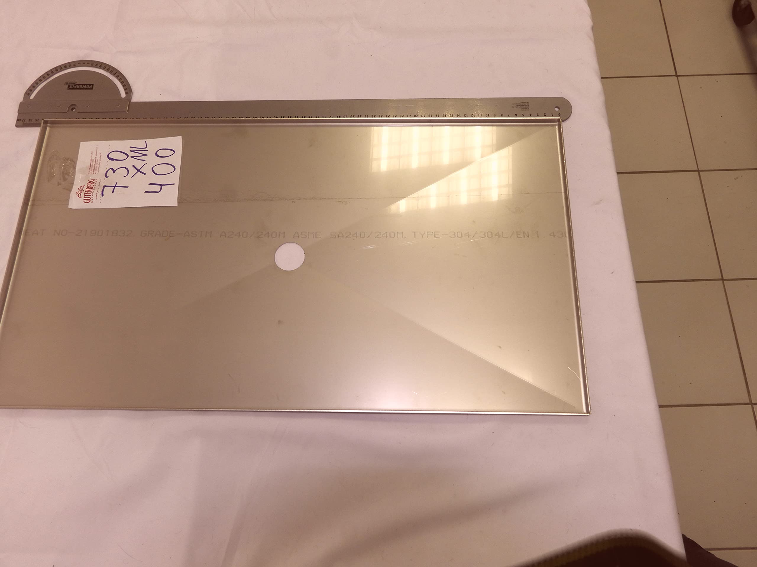 Vaschetta antigrasso in acciaio inox V2A Hz1BBQde, variabile, in tutte le misure, super ricambio per diverse griglie a gas, in acciaio inox (730 x 385 x 15 mm, con foro al