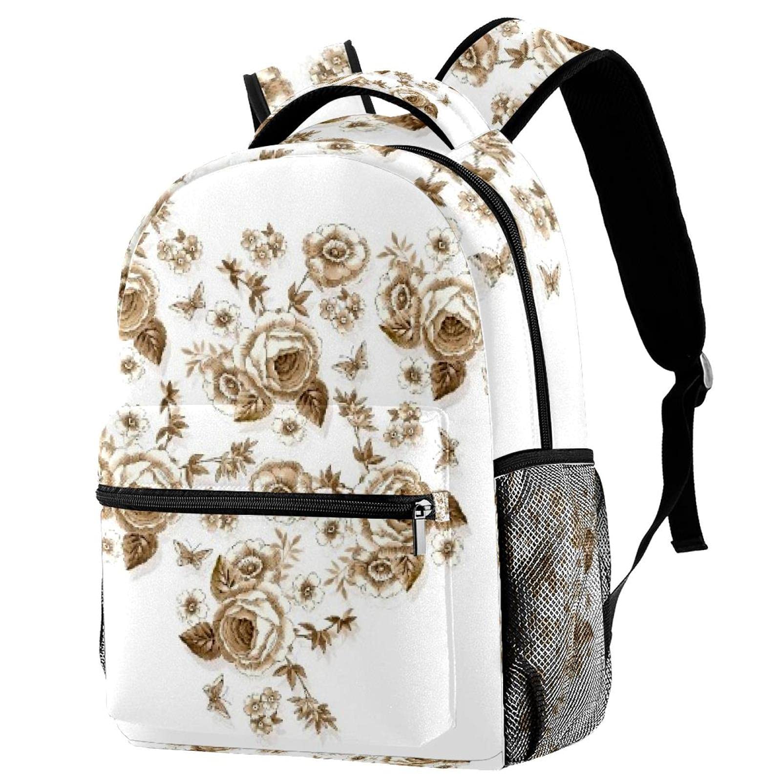 Sac à dos d'écolier motif fleur aquarelle coloré pour PC 14''