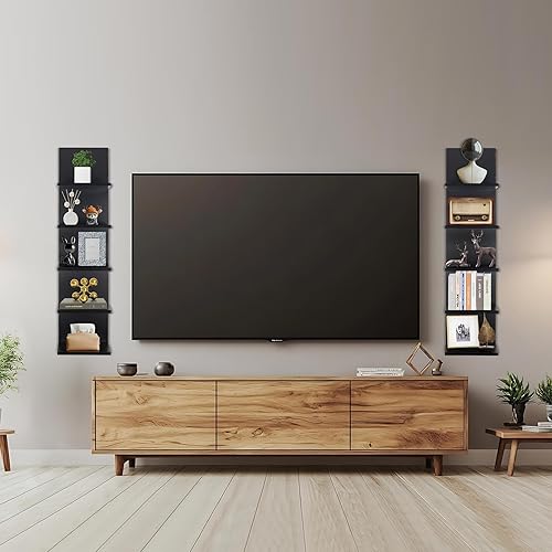 Miniatura 6 de Homaterial Estante de pared de 5 niveles, estantes montados en la pared para sala de estar, dormitorio, estantes flotantes organizadores de