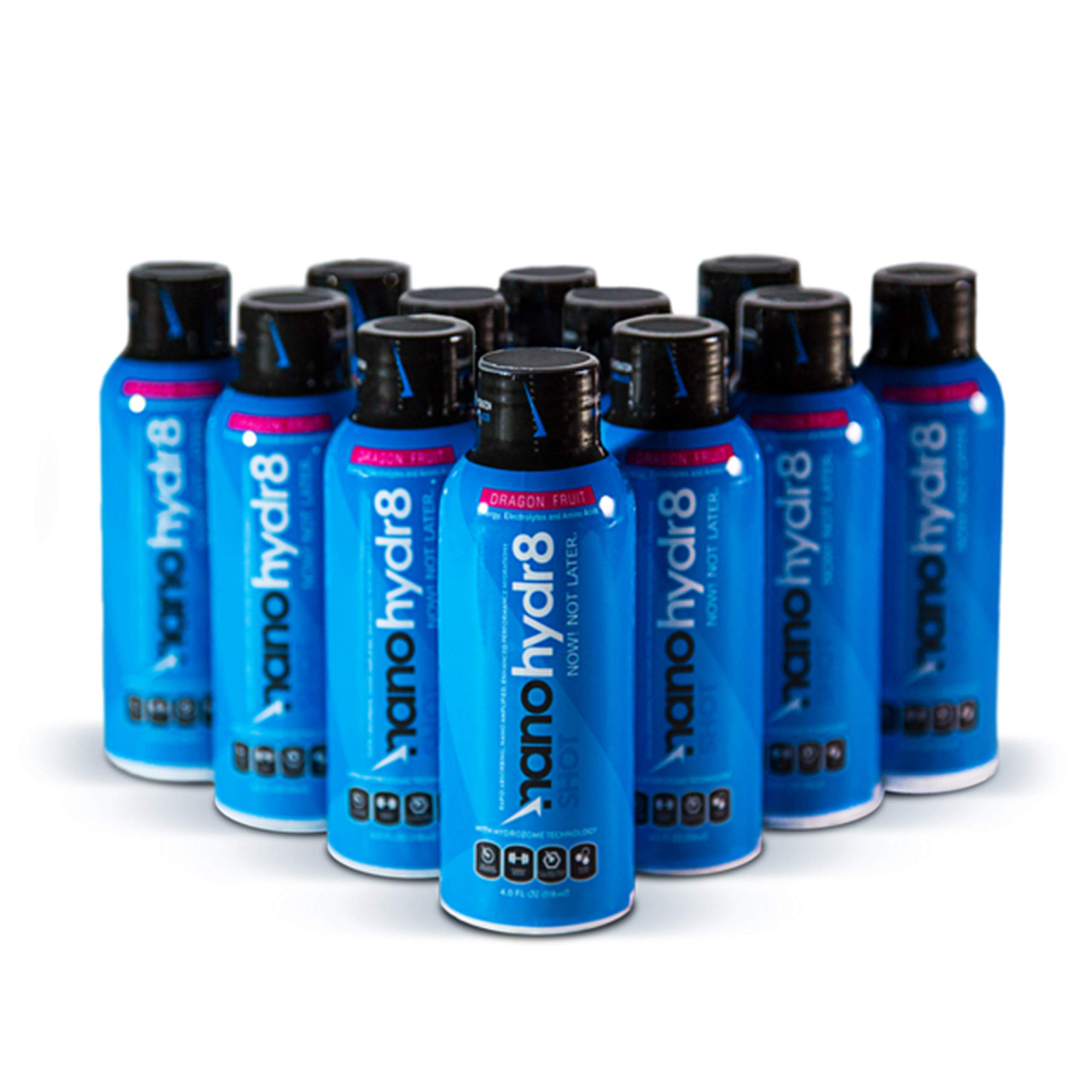 Nanohydr8 Workout Energy Drink with Nanotechnology for Fast Hydration and Electrolyte Recovery, 4 Ounce Shooter, Dragon Fruit 12 Pack
