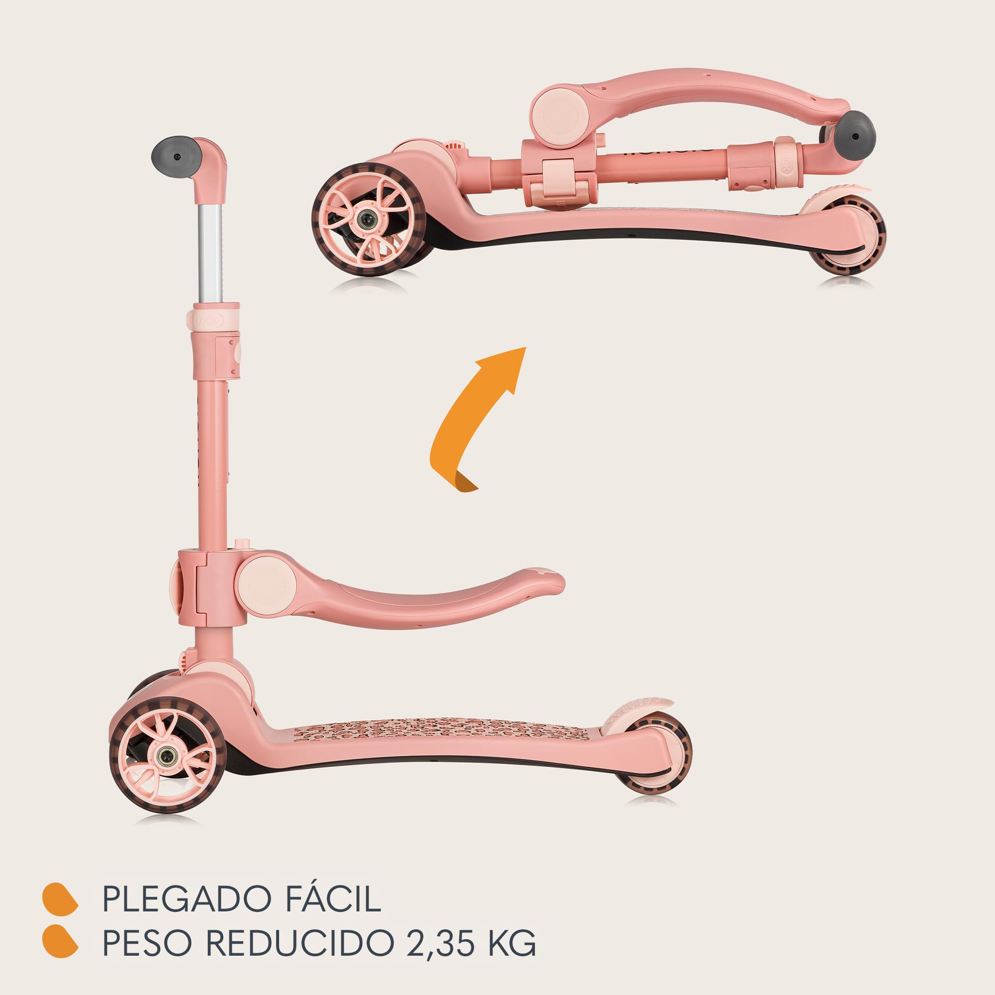 LIONELO Franky Bicicleta y Patinete 2 en 1 para niños de hasta 50 kg, Apto para niños de 1 a 7 años, con Asiento y Manillar Ajustables, Ruedas LED, Marco Reforzado