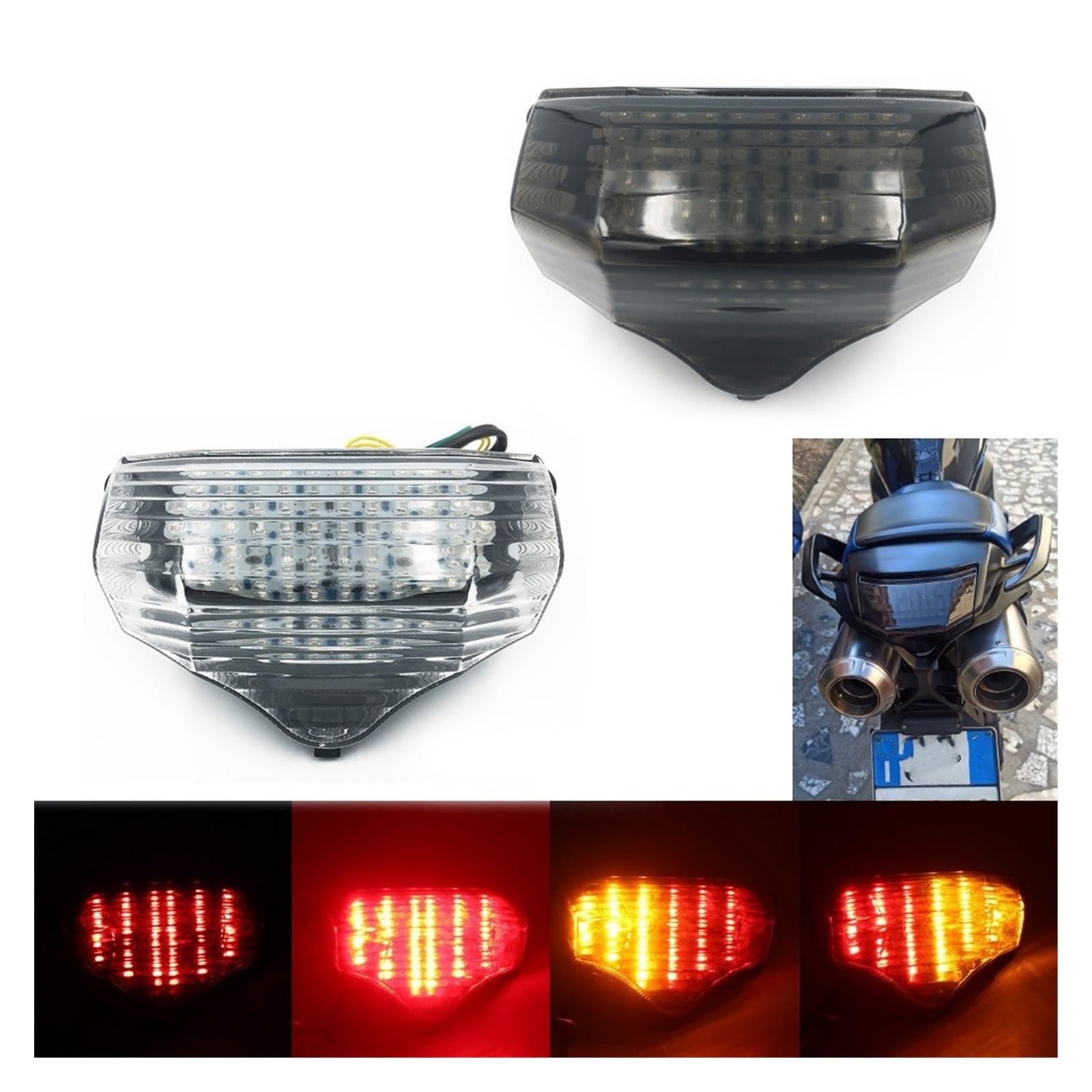 Stop Rücklicht Für Yam&aha FZ600 FZ6 FAZER 2004 2005 2006 2007 2008 2009 Motorrad-L-Rücklichter Bremsbaugruppe mit Lenkrücklicht
