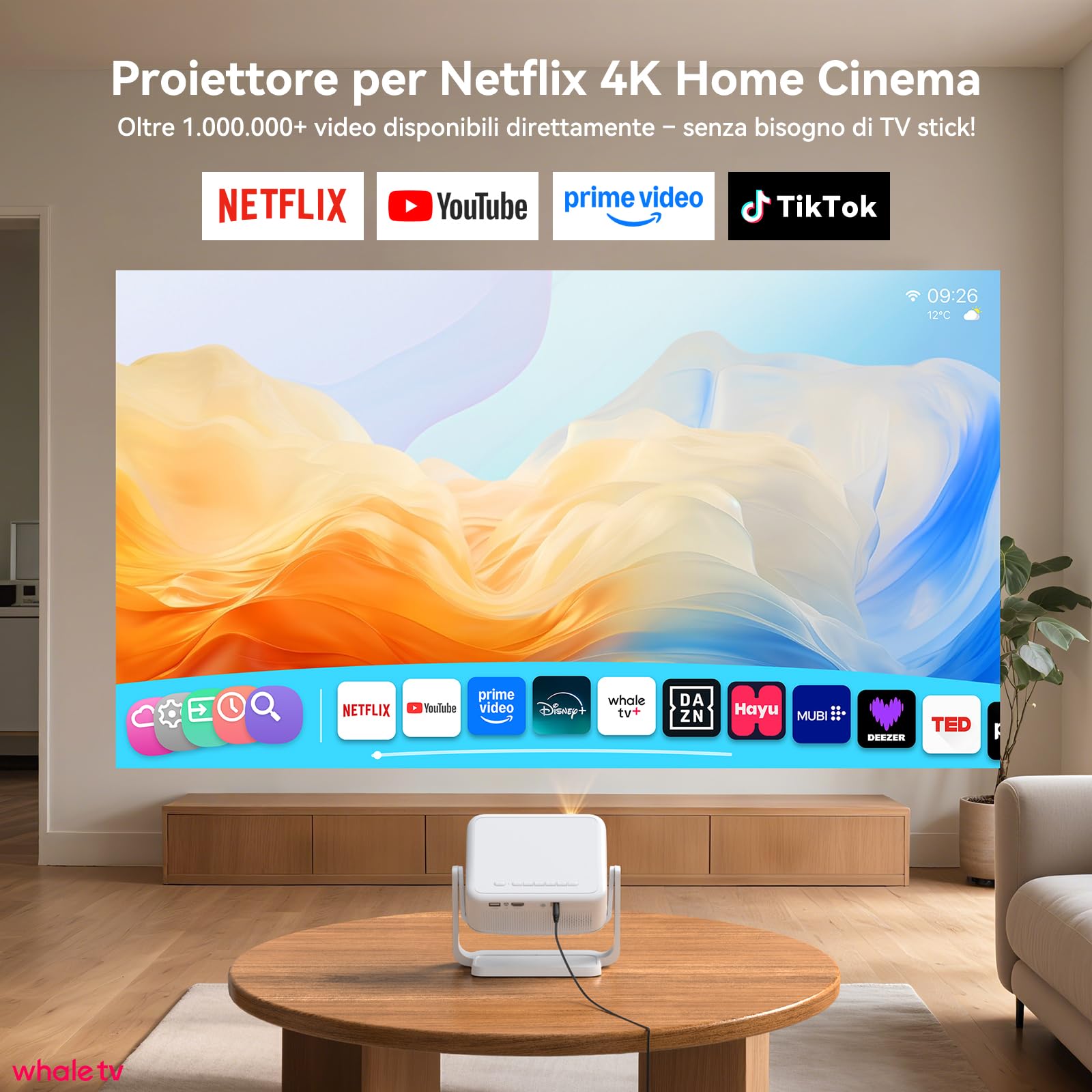 Proiettore 4K Portatile Supporta NetflixBluetooth WiFi - Dettaglio
