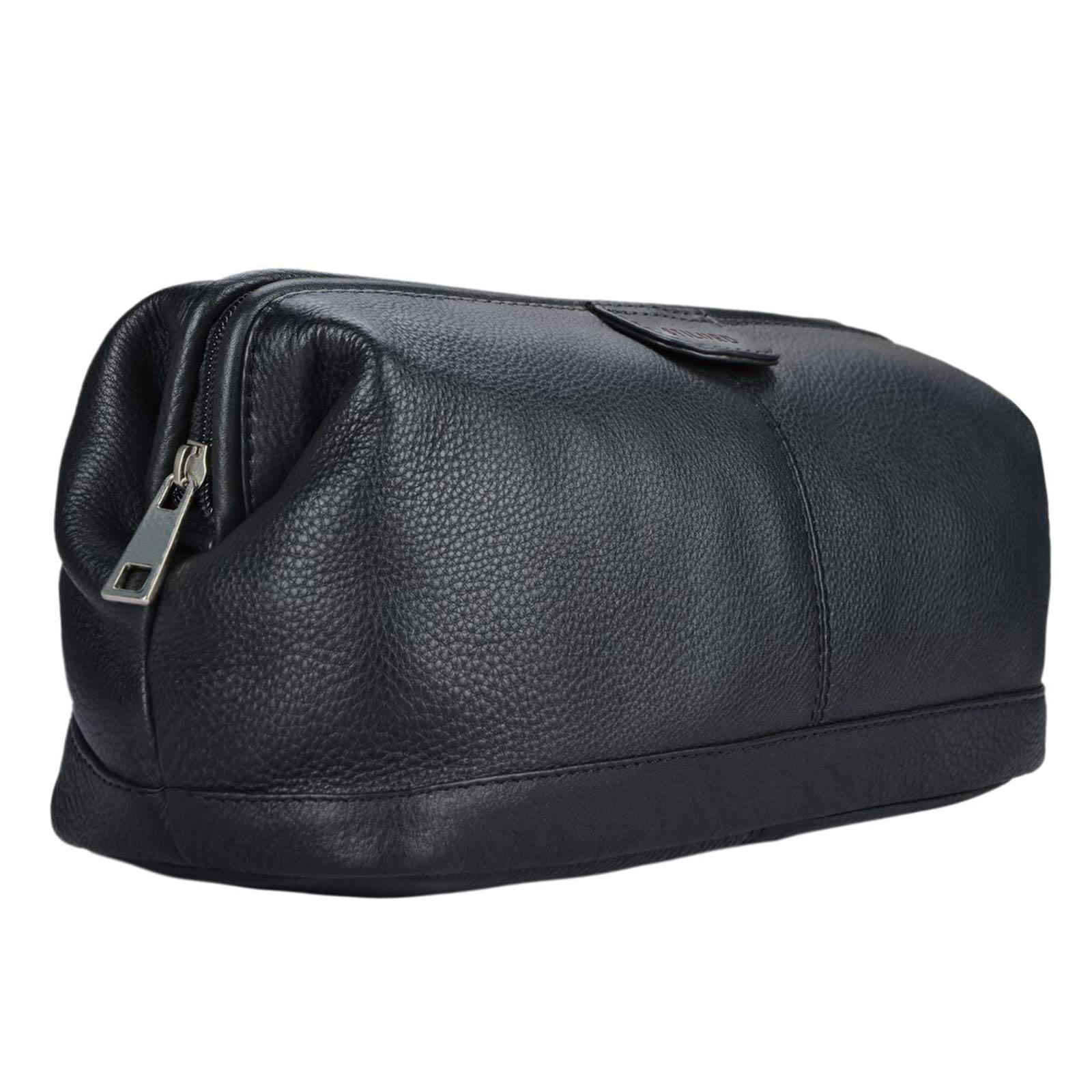 STILORD Laurin' Bolsa de Aseo de Piel Vintage para Hombre y Mujer Neceser para Viaje Vacaciones Maquillaje Bolso Organizador para baño de auténtico Cuero